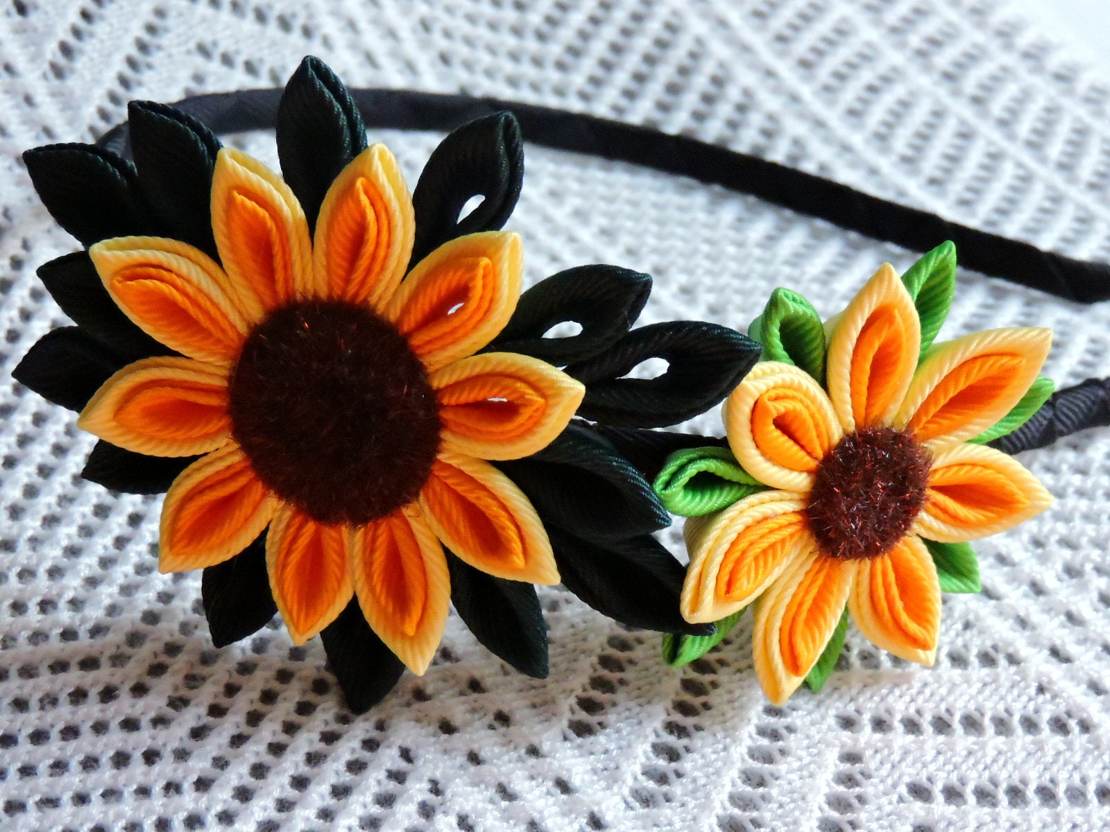 254. NEW The Sunflower ? Beaded Brooke Shade Exclusive Headband Wide Sunflower Headband – Hair Haven Accessories LLC main image 2