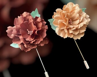 Spilla da bavero da uomo e da donna, fiore in tessuto, fiore all'occhiello per matrimonio.