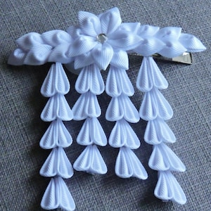 Kanzashi Flower Fabric Flower White  Hair Clip