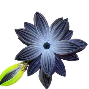Black White Flower Hair Clip Kanzashi
