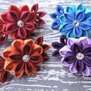 Kanzashi Flower Hair Clip, Hair Barrette, Flower Girl Hair Clip.