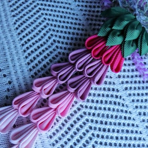 Wisteria hair clip Japanese hair accessories Oriental hair clip Pink wisteria Kanzashi hair clip Wisteria kanzashi