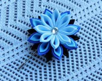 Men's Flower Lapel Pin. Kanzashi flower lapel pin. Edelweiss Wedding Boutonniere.
