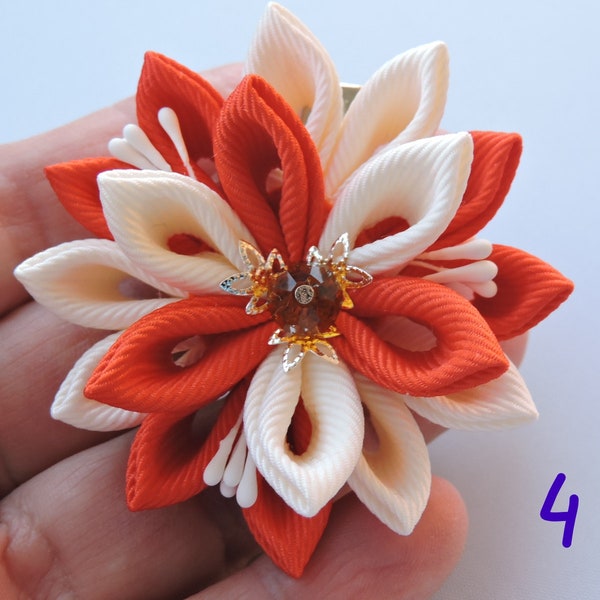 Kanzashi fabric flower hair clip. Hair clip. Japanese hair clip. Kanzashi hair flower.