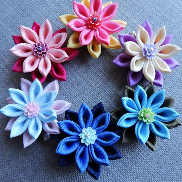 Kanzashi Fabric  Flower hair clip