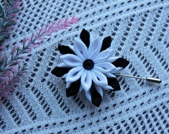 Men's Flower Lapel Pin. Kanzashi flower lapel pin. Wedding Boutonniere.