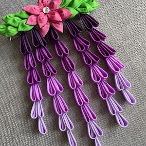 Kanzashi flower Wisteria hair clip Japanese hair accessories