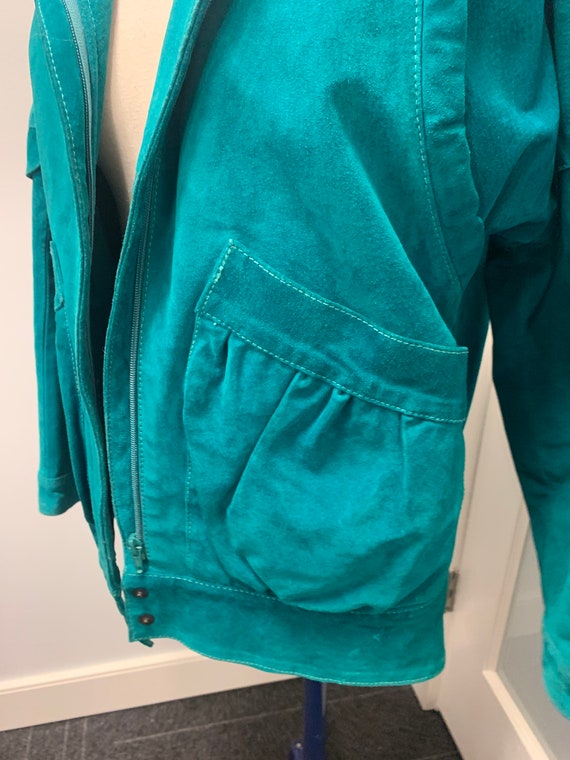 Teal Suede Bomber - image 4