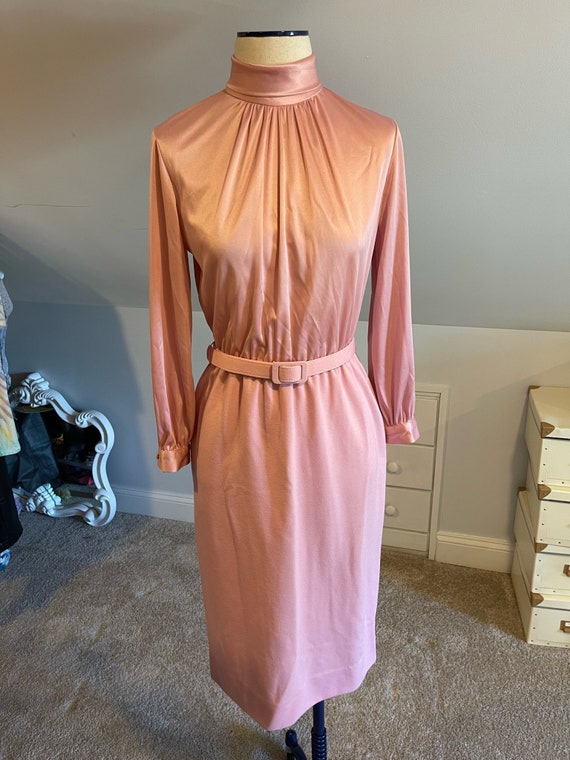 Pink Turtleneck Midi Dress