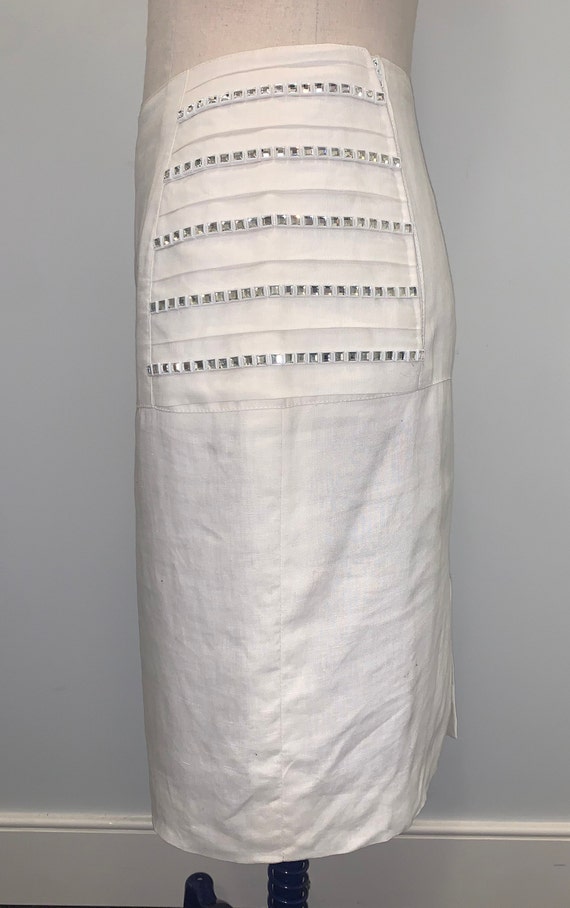 White Rhinestone Pencil Skirt