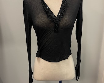 Black Sheer Ruffle Top