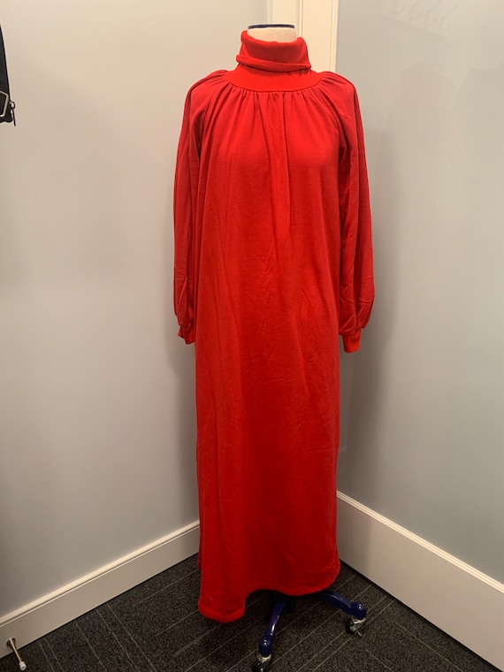 red long sleeve turtleneck dress Red Velvet Turtleneck Dress