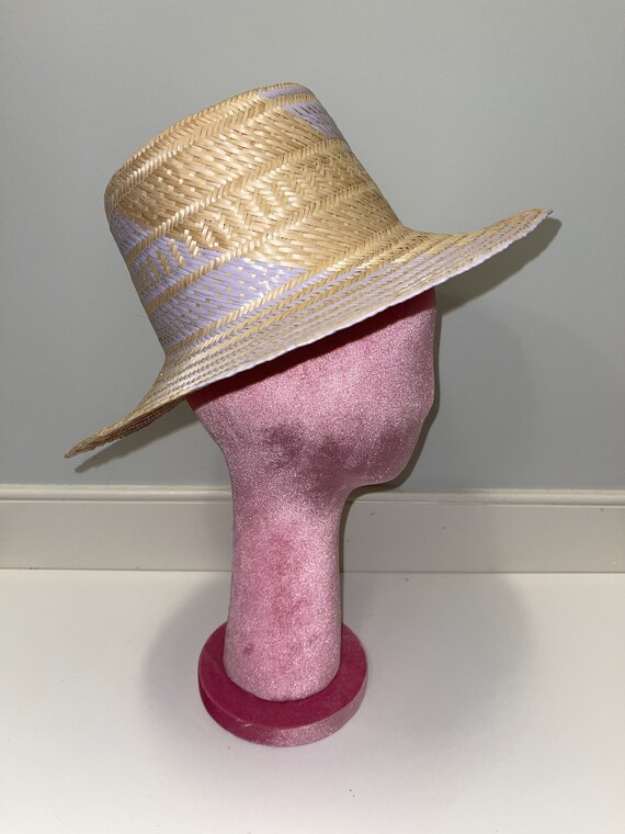 Lavender Woven Sun Hat Sun Straw Hat Wide Brim Women Floral lavender Beach Hat  main image 4