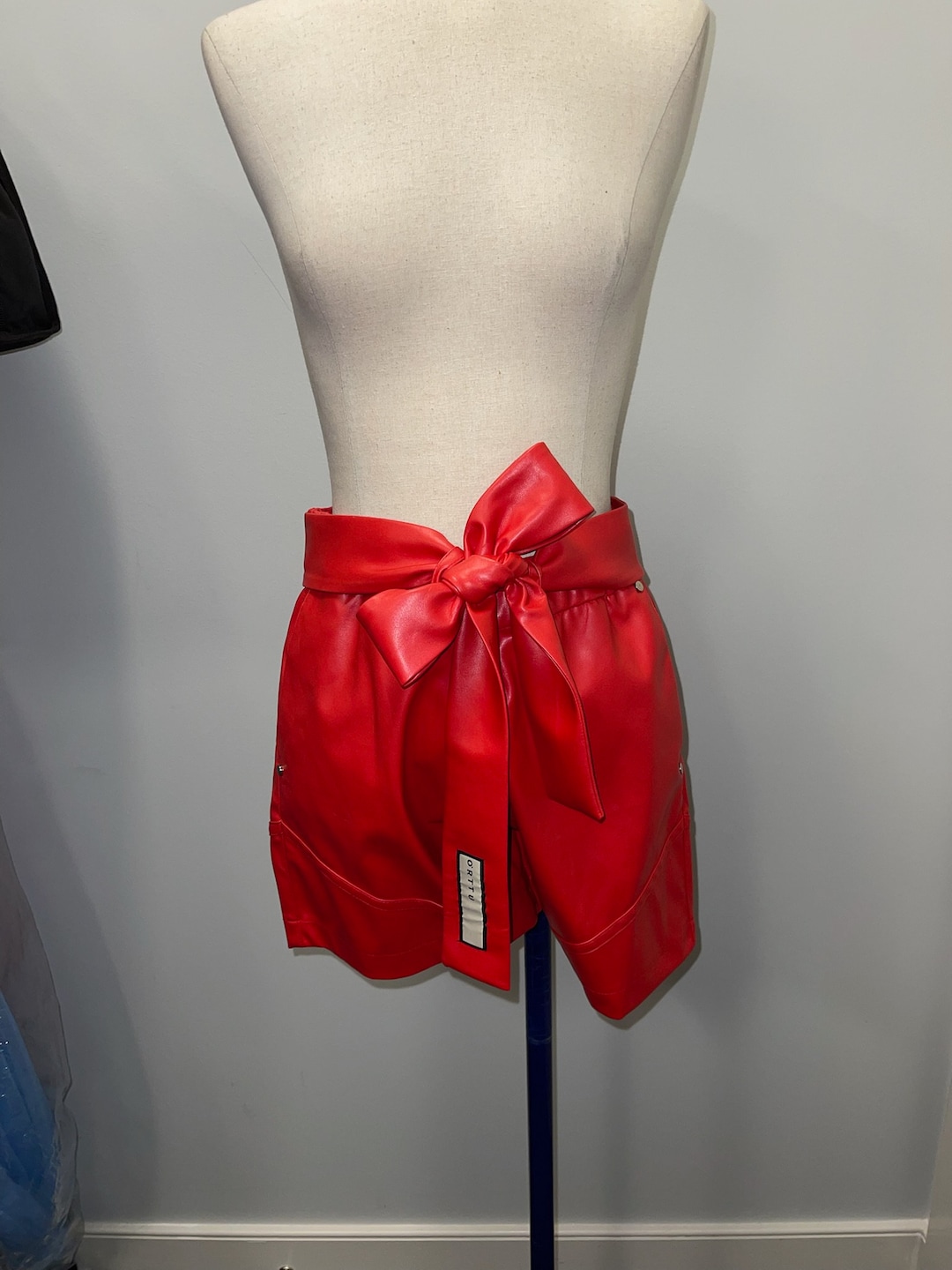 Red Leather Shorts Etsy