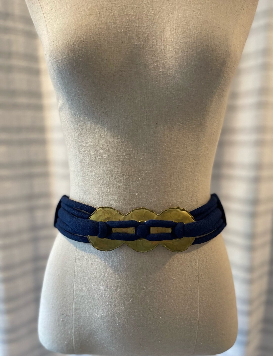 Gold Medallion Blue Rope Belt - Etsy
