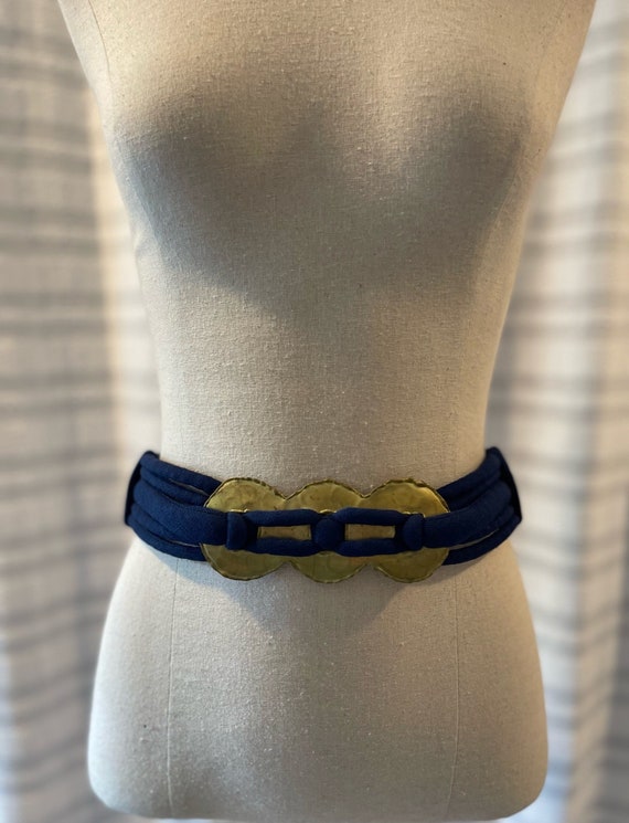 Gold Medallion Blue Rope Belt