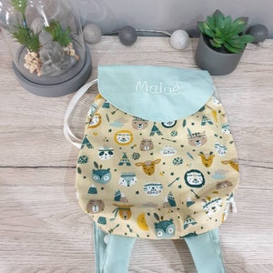 Sac à dos maternelle,animaux forêt,crèche nounou personnalisable