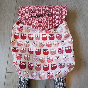Sac à dos hiboux  chouette, maternelle personnalisable