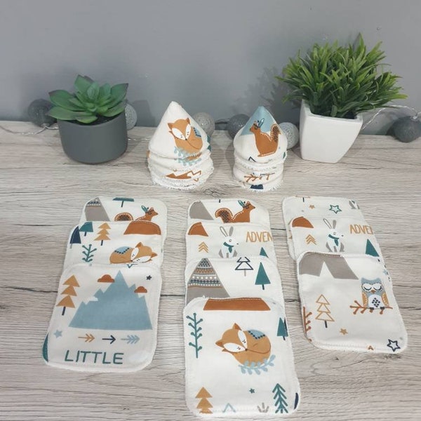 Lingettes lavable animaux forêt tipi pipi