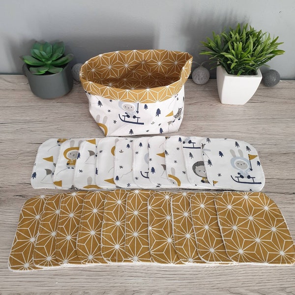 Lingettes lavables avec panière lingettes x20