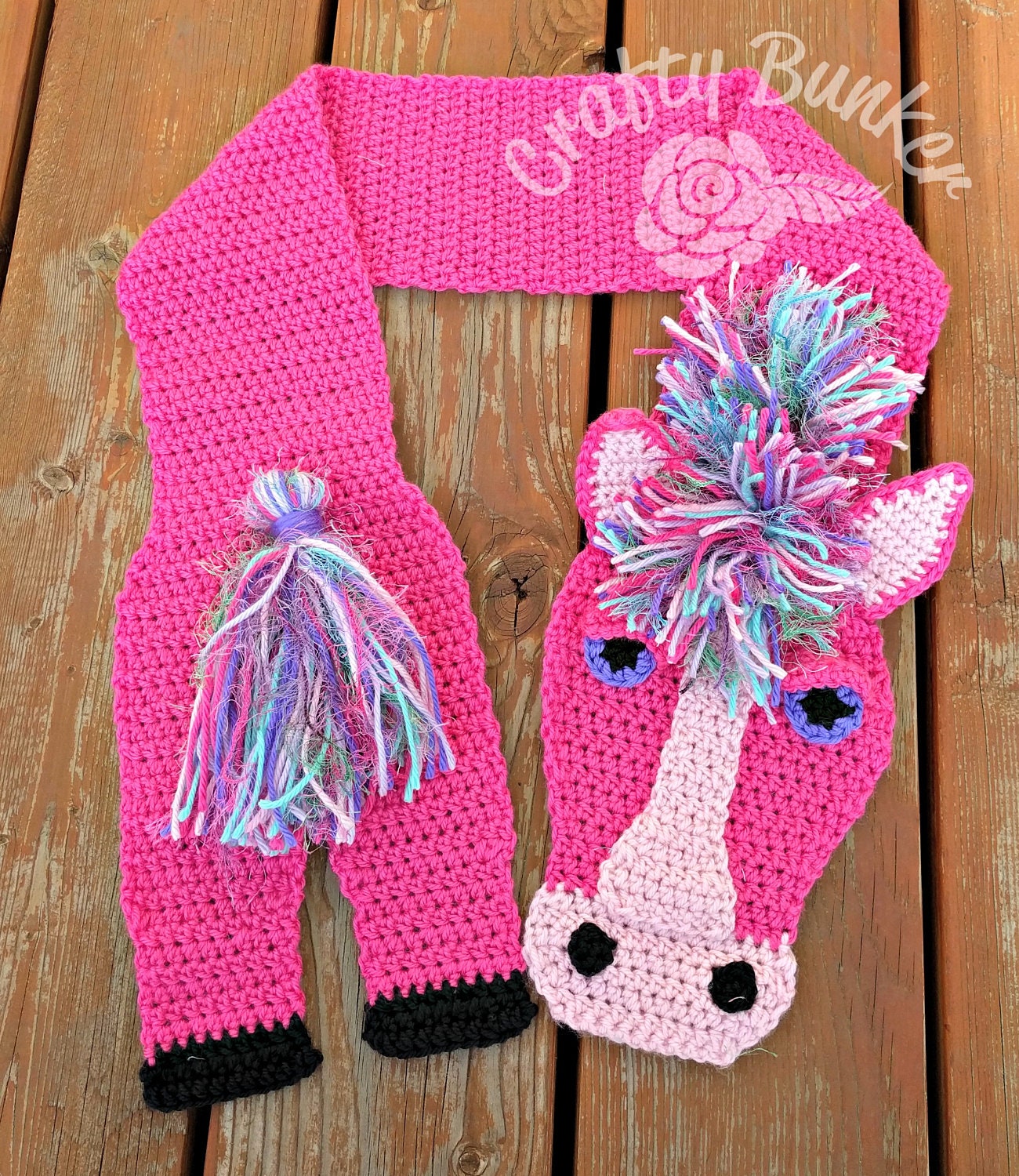 Crochet Horse Scarf in Pink Ready To Ship FREE SHIPPING in Etsy