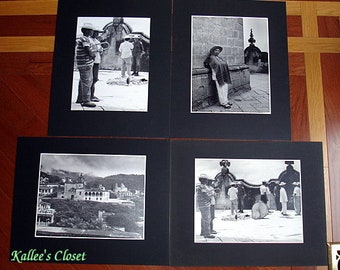 Lot of 4 VINTAGE original Black & White Matted Photographs Latin American scenes