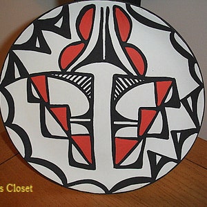 VINTAGE ACOMA Isleta NM Hand Painted Wall Plate 10” signed