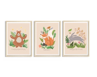 Woodland Animal Nursery Decor Trio