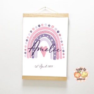 Baby Nursery Print Personalised decor childrens room art bedroom wall art Rainbow Nursery