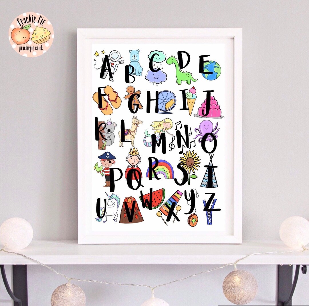 Alphabet Illustration Wall Art Nursery Decor Childrens Room Decor - Etsy