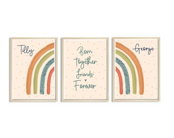 Twins Rainbow Nursery Art Trio