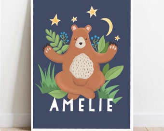 Meditating Bear Nursery Decor