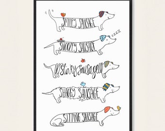 Dachshund Art Print | Sausage Dog Wall Decor