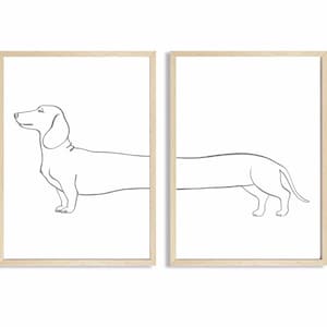 Dachshund Print Sausage Dog Wall Art Daxi gift Diptych Art
