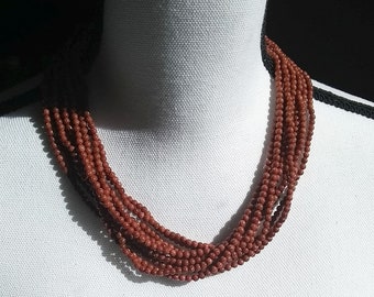 Vintage Southwestern Multi Strand Goldstone Beaded Statement Choker Necklace, Boho Chic, Southwestern Jewelry, Women's Jewelry