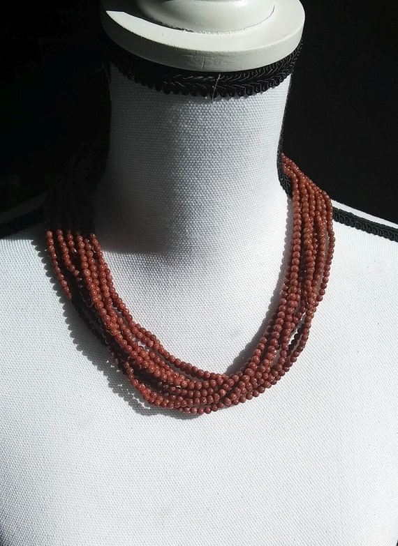 Vintage Southwestern Multi Strand Goldstone Beaded