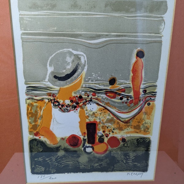 Vintage Frederic Menguy Framed, Signed & Numbered Lithograph Naive Art COA, Home Decor