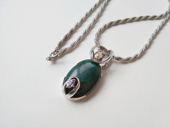 Modernist Sterling Silver Malachite/Amethyst/Citr… - image 5