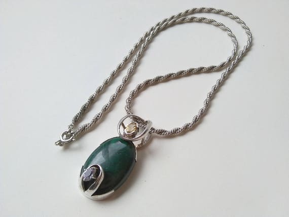 Modernist Sterling Silver Malachite/Amethyst/Citr… - image 6