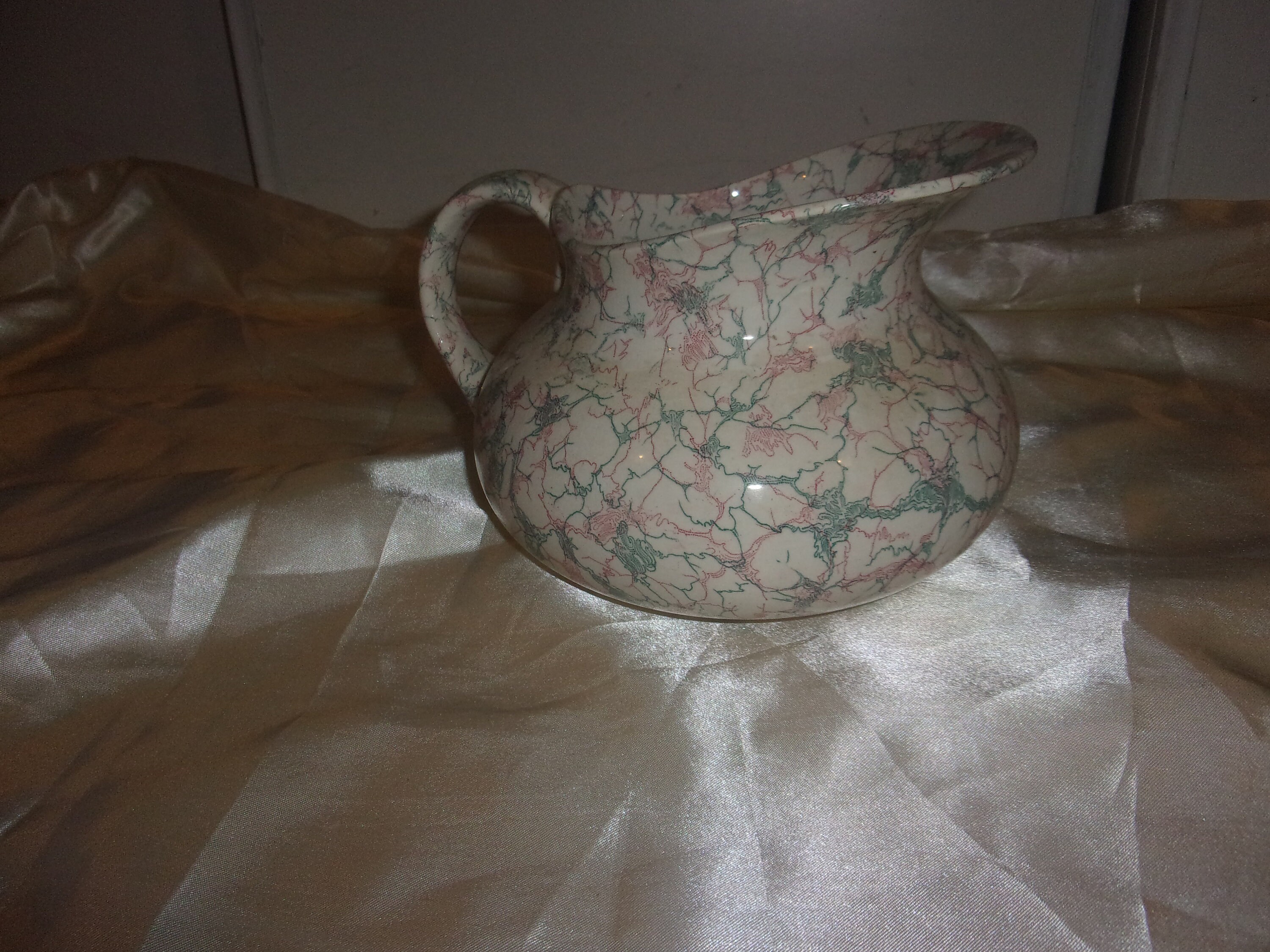 Ancien Pichet Faïence Décor Marbré Opaque de Sarrguemines