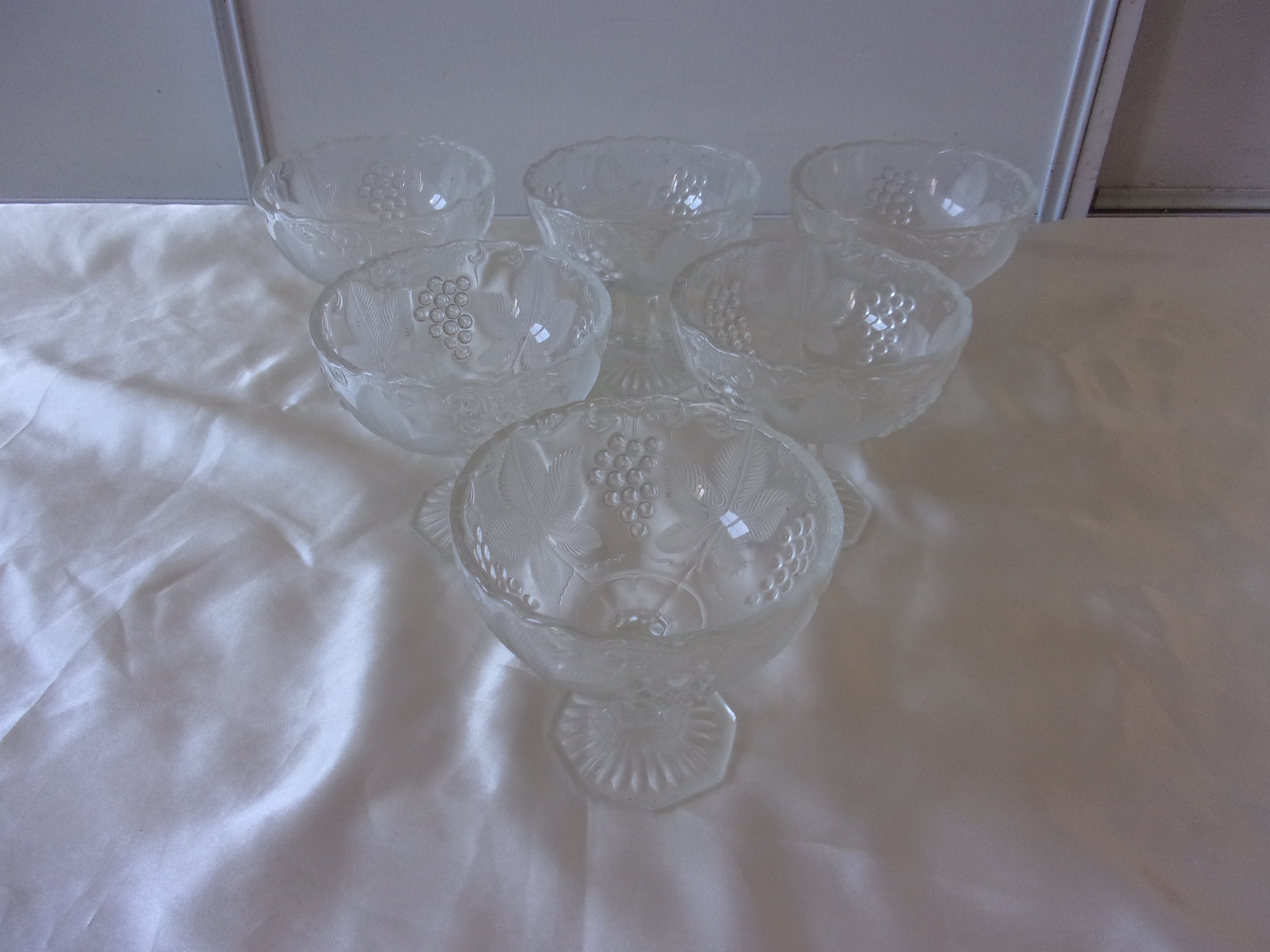 Lot de 6 Coupes à Glaces en Verre Motif Raisin