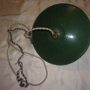 Green and white enamel industrial pendant