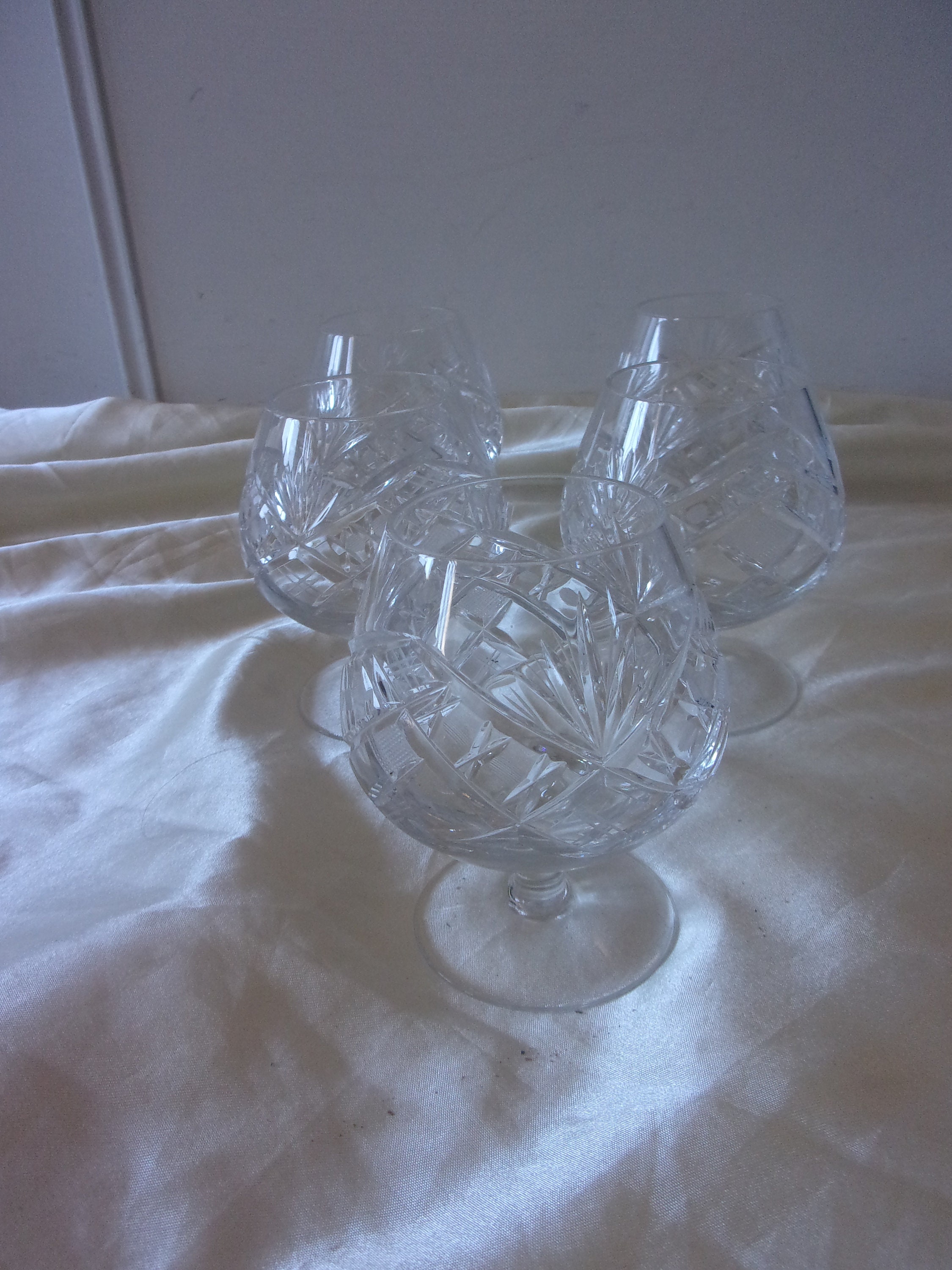 5 Verres à Cognac en Cristal Ciselé