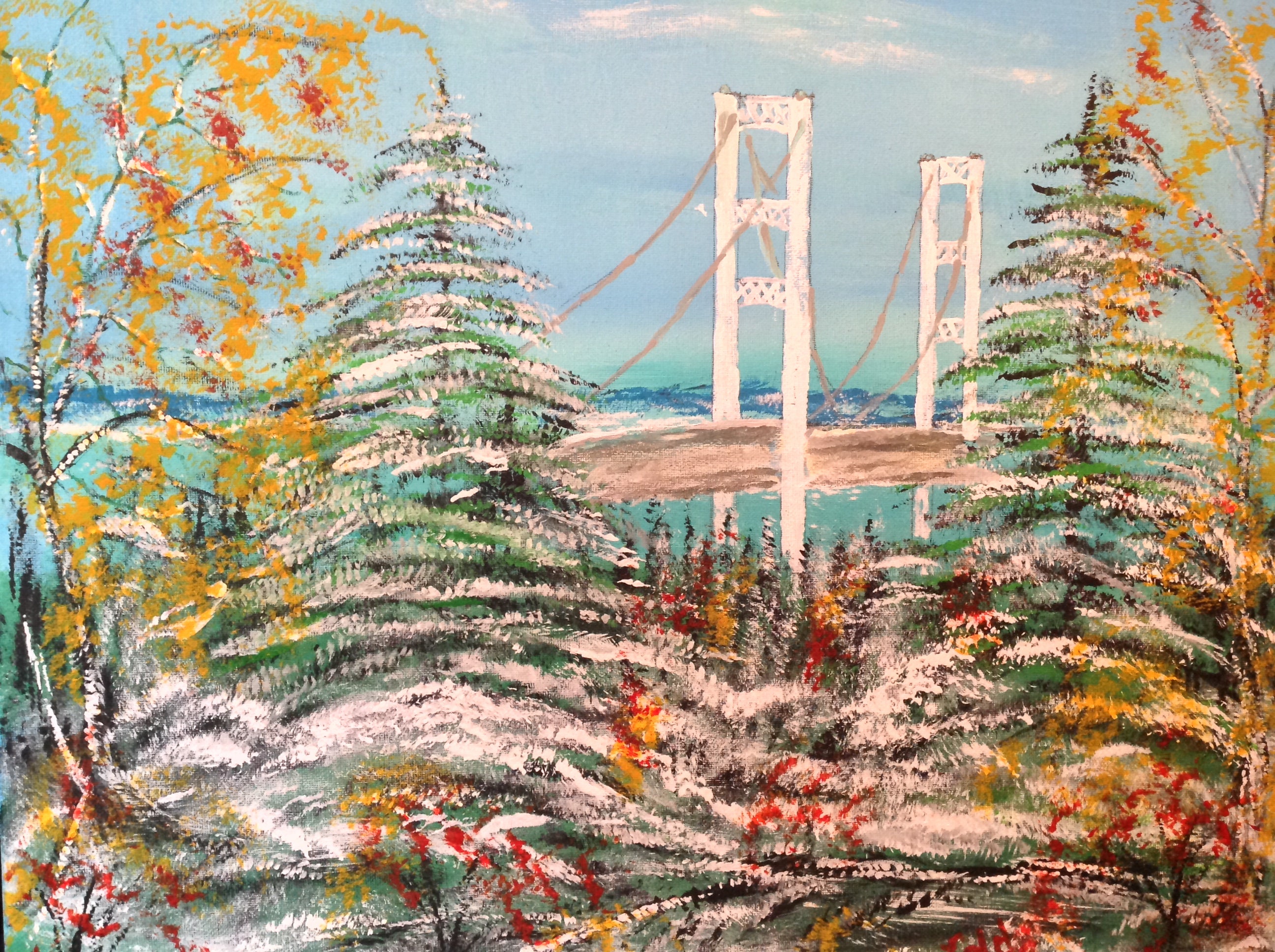 Mackinac Island Art Workmackinaw Bridge Winter View Print Etsy