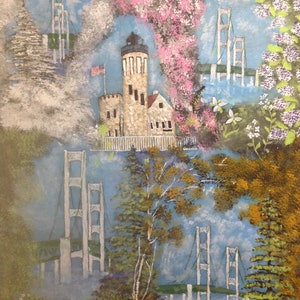 Mackinac Bridge Art work ... Four Seasons in the Straits of Mackinac ... print