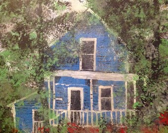 Michigan Art Work ... Bay View Blue Cottage  ... Original