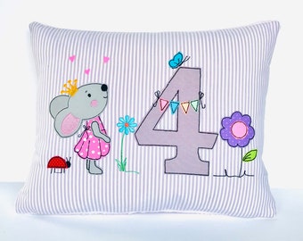 Kissen mit Namen Kissen mit Maus Kinderkissen Babyparty Personalisiertes Kissen zur Geburt Taufe 30x40 Kinder Geburtstagskissen Maus