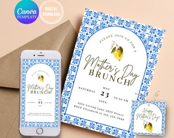 Mediterranean Lemon Mother's Day Brunch Invitation (Digital Download)