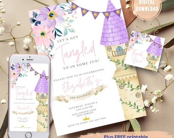 EDITABLE Template Rapunzel Birthday Invitation Princess Birthday Invitation Princess Digital Invitation Birthday Princess Invitation Digital