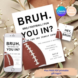 Football Birthday Invitation, Bruh Birthday Invitation, Bruh It&#39;s My Birthday Invite, Teenager Birthday, Teen Boy Birthday Party Digital